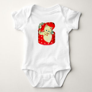 Cute Kitten Heart Vintage Cat Retro Kitty Baby Bodysuit