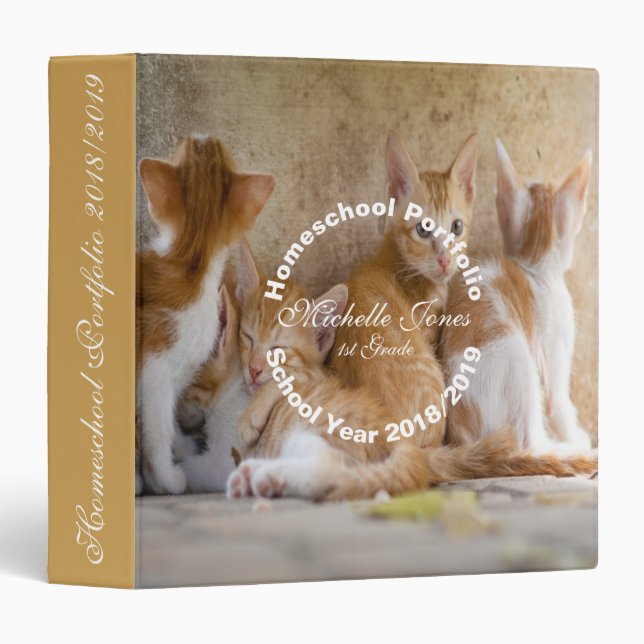 Cute Kitten Homeschool Portfolio Binder (Front/Spine)