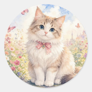 Cute Kitten in a Flower Garden Sticker