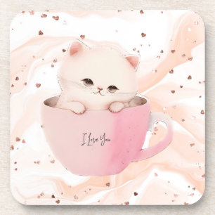 Cute Kitten in a Teacup Coaster