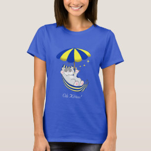 Cute Kitten in Blue & Yellow Hammock T-Shirt