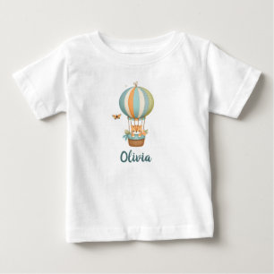 Cute Kitten in Colourful Hot Air Balloon Baby T-Shirt