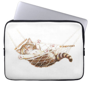 Cute kitten in hammock laptop sleeve