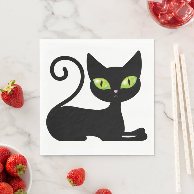 Cute Kitten Kitty Halloween Black Cat Napkins (Insitu)