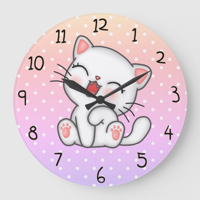 Cute Kitten Large Clock (Front)