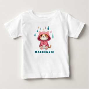 Cute Kitten Looking up into the Rainy Sky Baby T-Shirt
