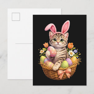 Cute Kitten Lovers Happy Easter Cat Invitation Postcard