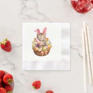 Cute Kitten Lovers Happy Easter Cat Napkin