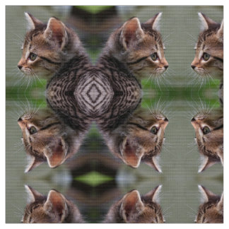 Cute kitten mirrored polyester poplin fabric