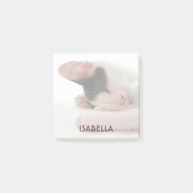 Cute Kitten or Your Photo Stylish Monogrammed Name Post-it Notes (Front)
