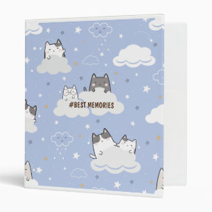 Cute Kitten Pattern Blue Binder