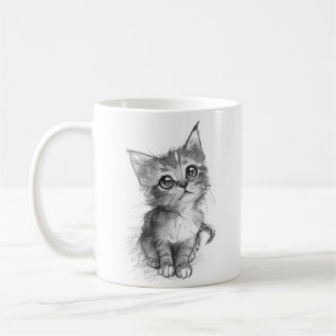 Cute Kitten Pencil Sketch Coffee Mug