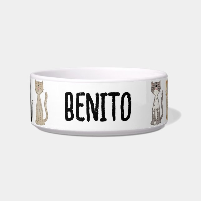 Cute Kitten Personalized Cat Bowl (Front)