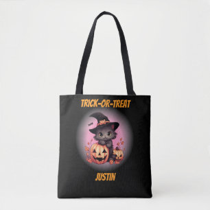 Cute Kitten Personalized Halloween Tote Bag