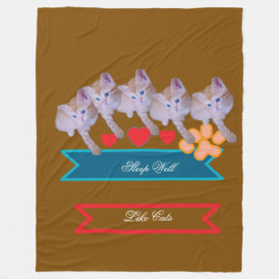 Cute Kitten Photo, Pawprint, Humor Text  Fleece Blanket