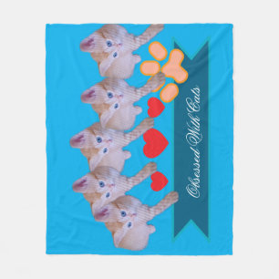 Cute Kitten Photo, Pawprint, Humor Text Fleece Blanket