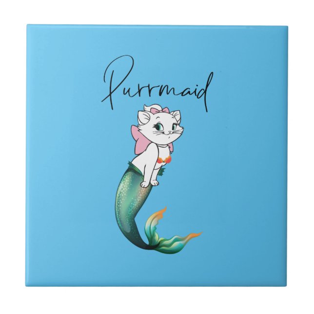 Cute Kitten Purrmaid – Fun Mermaid Cat Design Tile (Front)