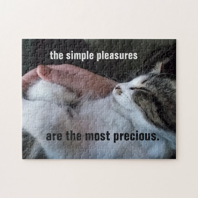 Cute Kitten Quote Simple Pleasures Most Precious Jigsaw Puzzle (Horizontal)