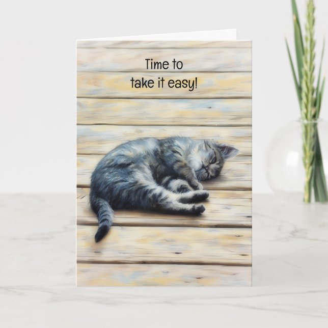 Cute Kitten Resting Relaxing Art Note Card (Front)