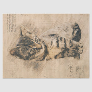Cute Kitten Retro Cat Drawing Tissue Paper