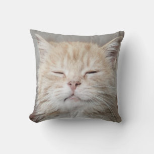 Cute Kitten Sleeping Face Cat Lover Throw Pillow