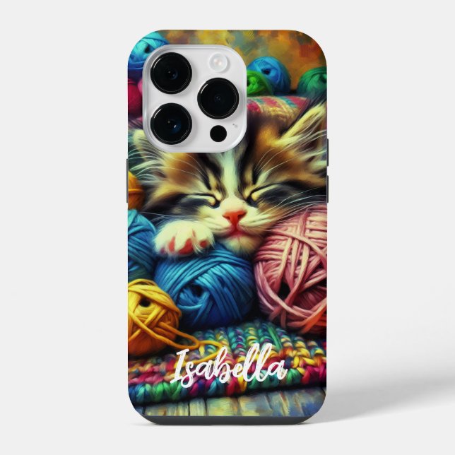 Cute Kitten Sleeping under a Blanket iPhone Case (Back)