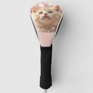 Cute kitten soft pink golf head cover
