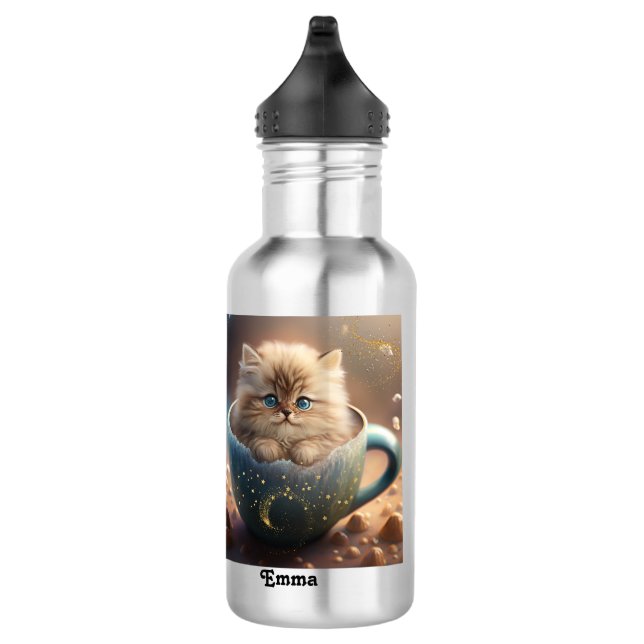 Cute Kitten Sparkle Kids School Personalized  532 Ml Water Bottle (Right)
