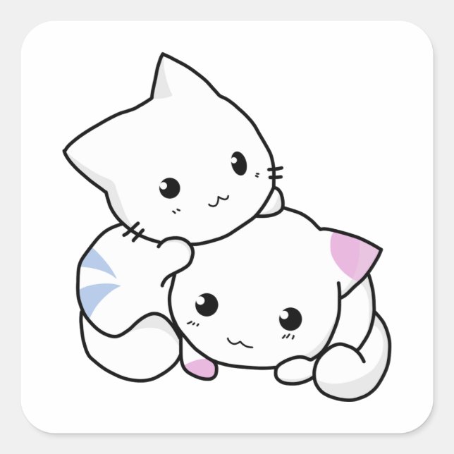 Cute Kitten Square Sticker  (Front)