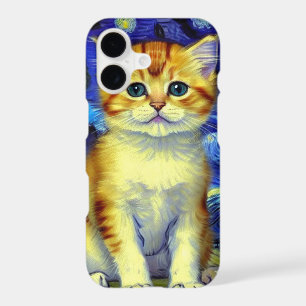Cute Kitten Starry Night Van Gogh