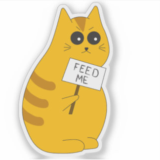 Cute Kitten Sticker; Hungry Cat