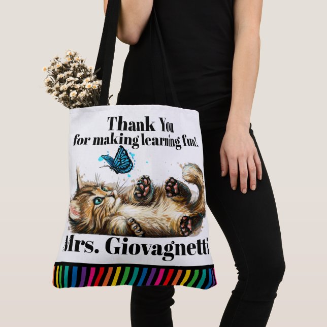 Cute Kitten Teacher Tote - See Back! (Close Up)
