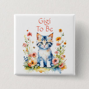 Cute Kitten Themed Gigi to Be Baby Shower 2 Inch Square Button