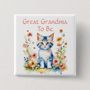 Cute Kitten Themed Grandma to Be Baby Shower 2 Inch Square Button