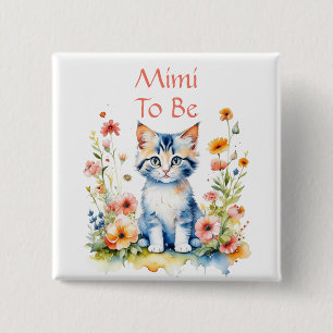Cute Kitten Themed Mimi to Be Baby Shower 2 Inch Square Button