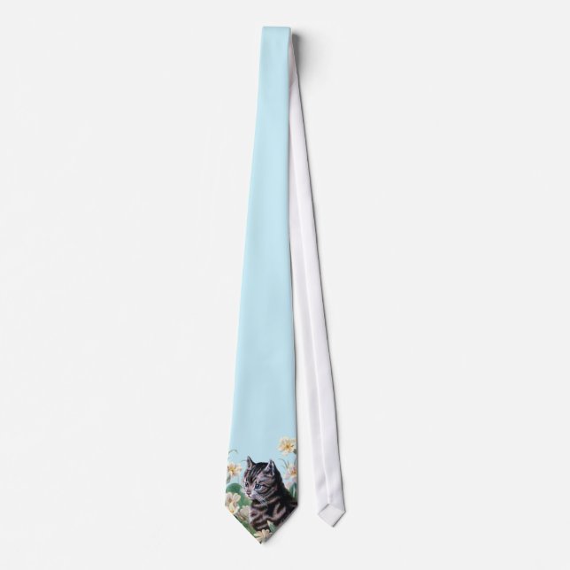 Cute kitten - vintage cat art tie (Front)
