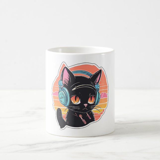 Cute Kitten Vintage Design Coffee Mug (Center)