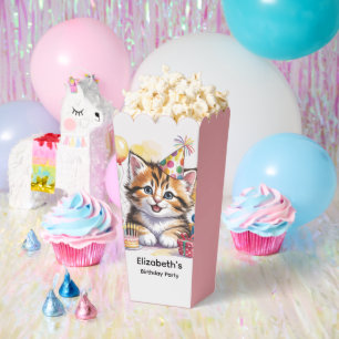 Cute Kitten Watercolor Birthday Party Favor Box