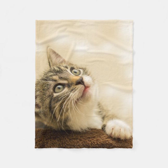 Cute Kitten with an Outstretched Paw Fleece Blanket (Front)