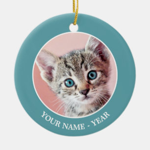 Cute kitten with blue eyes. ceramic ornament