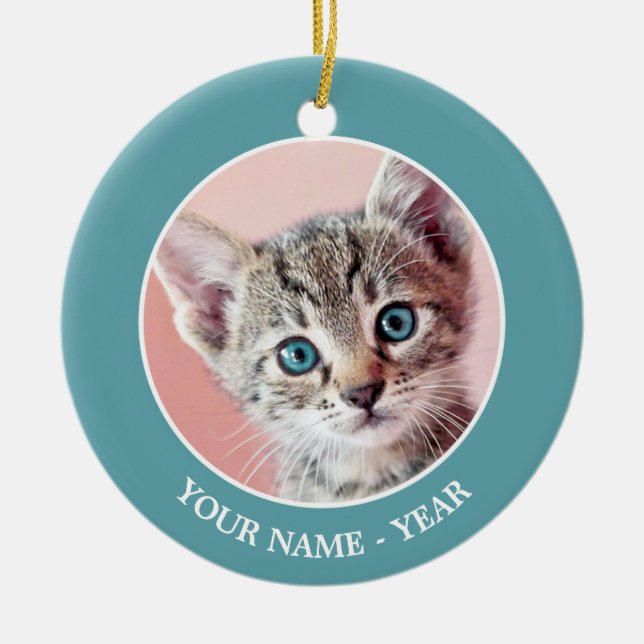 Cute kitten with blue eyes. ceramic ornament (Front)