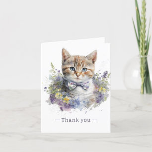 Cute Kitten with Bow Tie  Thank You Card