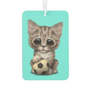 Cute Kitten With Football Soccer Ball Air Freshener