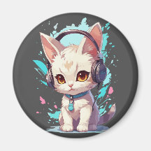 Cute Kitten with Headphones Magic