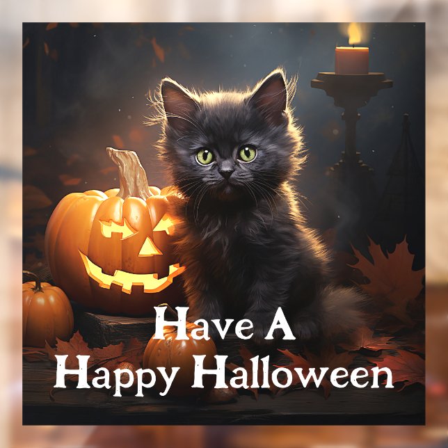 Cute Kitten with Pumpkin Window Cling (Sheet 2)