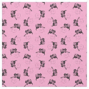 Cute Kitten with Violin Antique Cat CUSTOM COLOR Fabric