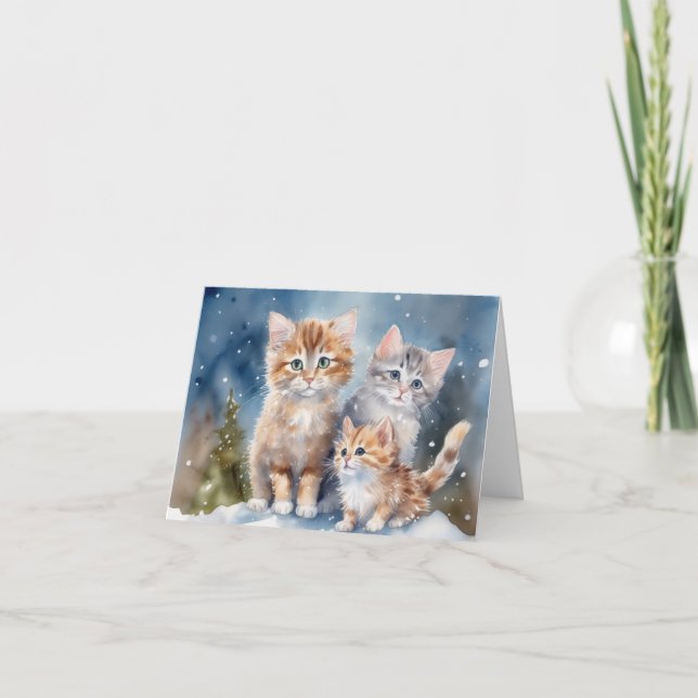 Cute Kitten Xmas Card (Front)