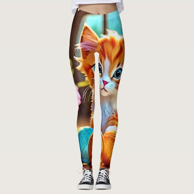 Cute Kitten Yarn Leggings (Front)