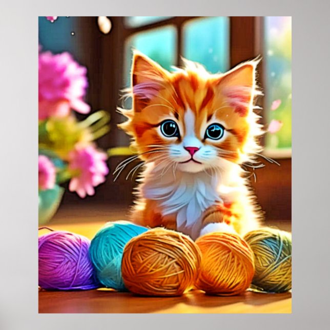 Cute Kitten Yarn Poster (Front)