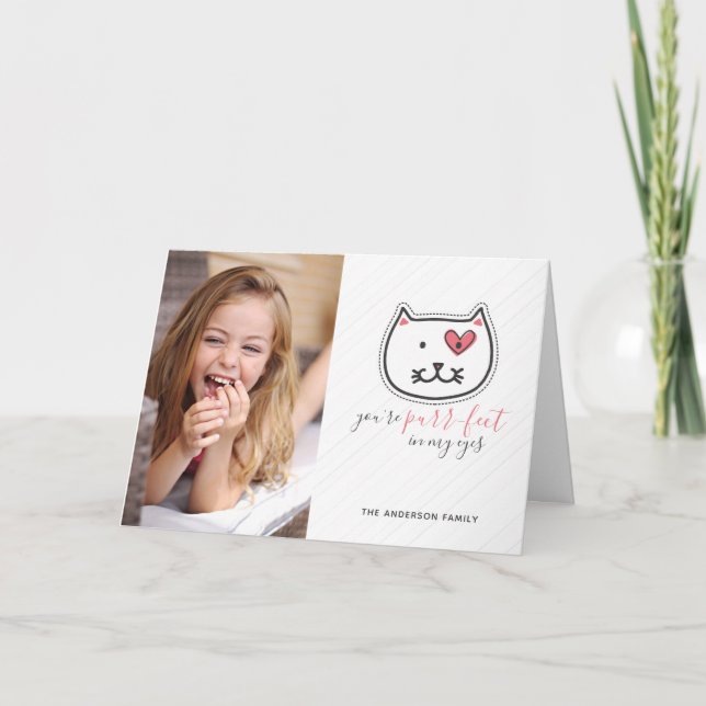 Cute Kitten You're Purrfect Valentine's Day Photo Holiday Card (Front)